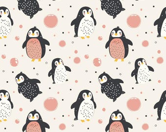 Penguin Fabric Cute Penguin Fabric Cartoon Fabric Sheet fabric 100% Cotton Fabric By The Half Yard