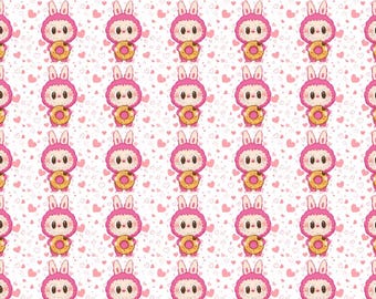 Labubu Fabric Fabric For Making Skirts And Clothes, Monster Doll Fabric Cartoon Fabric Anime Fabric 100% Cotton Fabric By The Half Yard