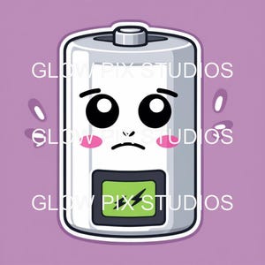 Pacchetto di 50 graziose clipart di batterie kawaii / formati EPS, PNG, JPG, tiff, webp + uso commerciale / download digitale immediato