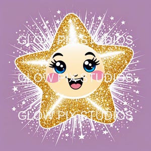 50 fröhliche Kawaii Stern hell funkelt Clipart-Bundle | EPS-, PNG-, JPG-, tiff-, webp-Formate + Kommerzielle Nutzung | Sofortiger digitaler Download