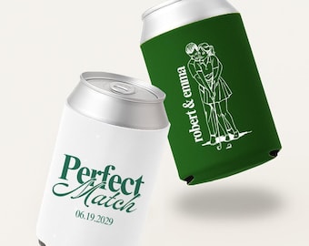 Personalized Golf Wedding Can Coolers, Custom Party Favors
