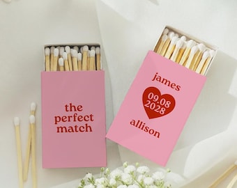 Pink Wedding Matches, Retro Matchbox, Custom Matchbox, Personalized Matches, Heart Matchbox, The Perfect Matchboxes, Pink Wedding Favor (55)