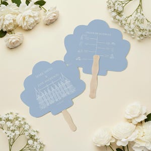 Ventagli nuziali blu polverosi, programma di nozze blu, elegante ventaglio, programma della cerimonia nuziale, decorazioni nuziali senza tempo, ventaglio nuziale classico (16)