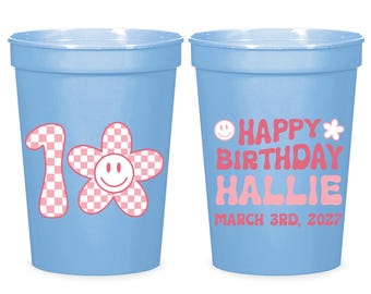 Custom First Birthday Stadium Cups, Full Color Party Favors