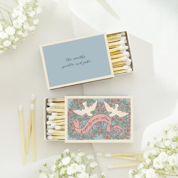 Personalized Wedding Matchbox, Dove Wedding Favor, Custom Wedding Matches, Romantic Wedding Favors, Vintage Style Matches Wedding Favor (65)