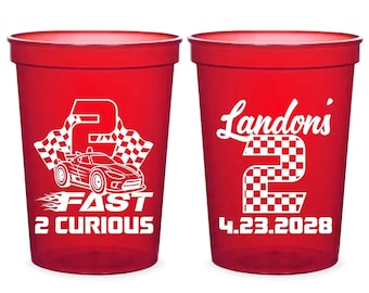 Fast 2 Curious Birthday Stadium Cup, Custom Second Birthday Favor