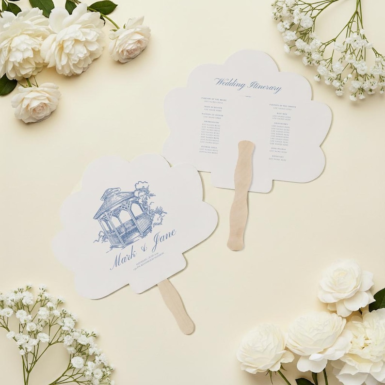 Hochzeitsprogramm-Fächer, Sommerhochzeits-Fächer, zeremonielle Handfächer, personalisierte Hochzeitsfächer, kundenspezifischer Hochzeitsplan, elegantes Hochzeitsfächer (13) Bild 14