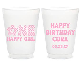 Tazas de cumpleaños personalizadas a cuadros rosas, regalos de fiesta personalizados