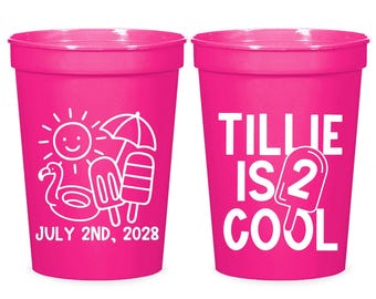 Custom Two Cool 2nd Birthday Stadium Cup as Favor, Personalized 2nd Birthday Stadium Cup Favors, Custom Stadium Cup 2nd Birthday Favors (27)