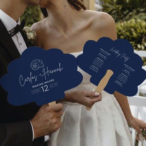 Hochzeitsprogramm-Fächer, Sommerhochzeits-Fächer, zeremonielle Handfächer, personalisierte Hochzeitsfächer, kundenspezifischer Hochzeitsplan, elegantes Hochzeitsfächer (13) Bild 12