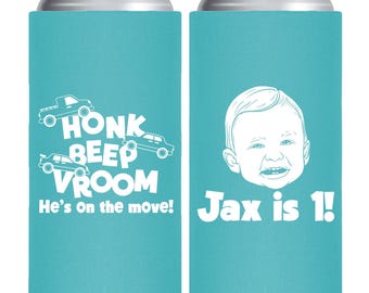 Car Theme Birthday Can Coolers, Personalized Party Favors (24)