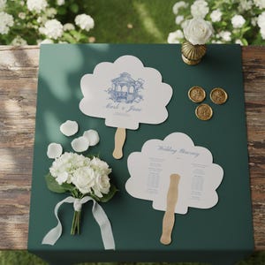 Hochzeitsprogramm-Fächer, Sommerhochzeits-Fächer, zeremonielle Handfächer, personalisierte Hochzeitsfächer, kundenspezifischer Hochzeitsplan, elegantes Hochzeitsfächer (13) Bild 16