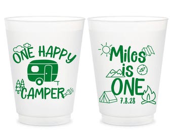 Personalized Camping Frosted Party Cups, Birthday Favor