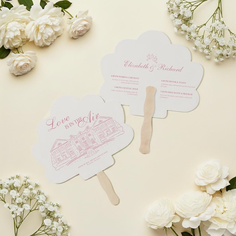 Hochzeitsprogramm-Fächer, Sommerhochzeits-Fächer, zeremonielle Handfächer, personalisierte Hochzeitsfächer, kundenspezifischer Hochzeitsplan, elegantes Hochzeitsfächer (13) Bild 1