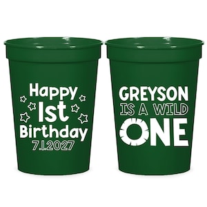Tazza da stadio personalizzata per il primo compleanno, tazza da stadio modificabile Wild One, bomboniera per la festa dei bambini, tazza da stadio personalizzata per la celebrazione del primo anno (6)