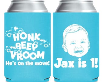 Car Theme Birthday Can Coolers, Personalized Party Favors (24)