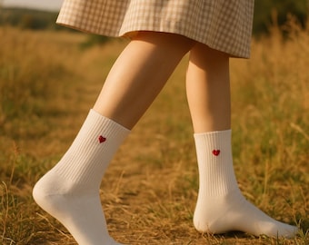 Custom Embroidered Floral Socks: Hand-stitched Cotton Gift