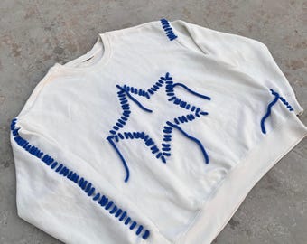 Starfall Hand-embroidered sweatshirt/ Customized sweatshirt / Hand embroidery/ Floral pullover