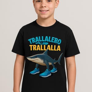 Trallalero Trallalà - Funny T-Shirt with Cartoon Shark, Unique Design, Original Gift Idea, Digital Art
