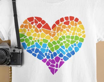 Rainbow Heart PNG - Pride Clip Art for T-shirts, Sticker Design (Digital Download)