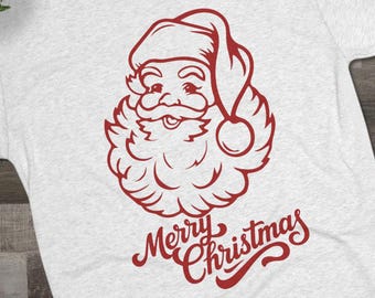 Merry Christmas with Santa Claus PNG - Vintage Christmas PNG - Holiday Logo Sticker, T-shirt Design (Digital Download)