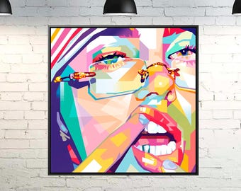 Billie Eilish PNG - Geometric Pop Art Poster, T-shirt Design (Digital Download)