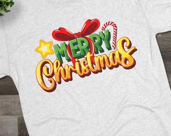 Merry Christmas Text PNG - Holiday Sublimation Sticker, T-shirt Design (Digital Download)