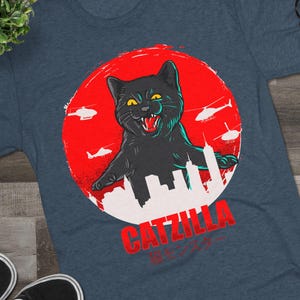 Catzilla PNG - Funny Cat T-Shirt Design, Retro Japanese Movie Poster (Digital Download)