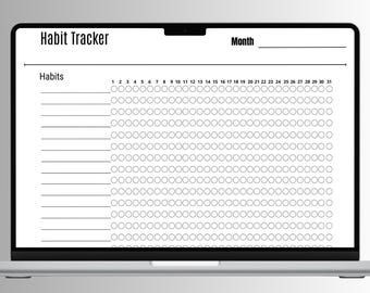 Rastreador de hábitos mensual imprimible: PDF minimalista A4 para bullet journal y planificación