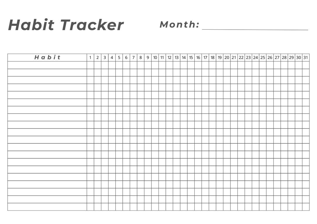 Minimalist Printable Habit Tracker – A4 PDF – 31 Days, Undated, Clean ...