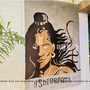 Tappeto da parete in lana annodato a mano – Arazzo in lana fatto a mano – Arte murale Boho – Decorazione murale in lana naturale – Arte in fibra tessile Lord RAM_WL0108