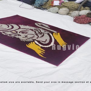 Tappeto da parete in lana annodato a mano – Arazzo in lana fatto a mano – Arte murale Boho – Decorazione murale in lana naturale – Arte in fibra tessile Hanuman_WL0106
