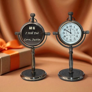 Bronze Clock Personalize Clock Gift Analog Clock Event Gift Personalised Brass Desk Clock Engraved Back Side Nautical Unique Gift