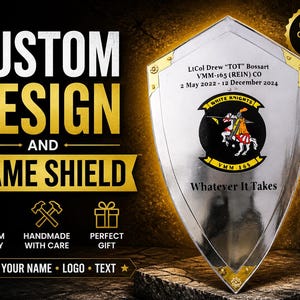 Personalized Templar Shield, Customize Engraved Wall Decor, Knights Shield Custom Name & Date Plaque Armor