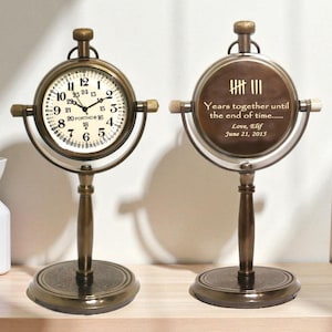 Personalized Bronze Anniversary Desk Clock - Engraved Romantic Keepsake