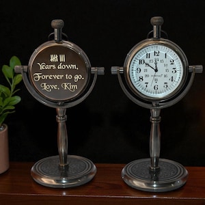 Custom Engraved Table Clock Gift for Husband, Wife, or Couple | Traditional Keepsake for Spouse Personalized 9th Anniversary Brass Clock
