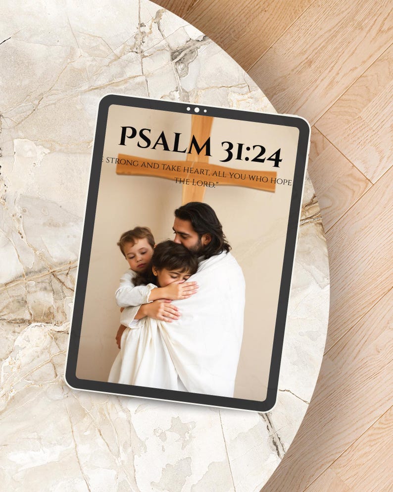 Psalm 31:24 Bible Verse Wall Art | Be Strong and Take Heart | Christian ...