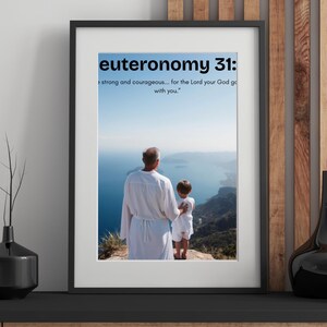 Deuteronomy 31:6 Bible Verse Wall Art – Be Strong and Courageous – Christian Printable Scripture Decor (PNG & PDF)