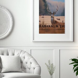 Habakkuk 3:19 Bible Verse Wall Art – The Lord is My Strength – Christian Printable Scripture Decor (PNG & PDF)