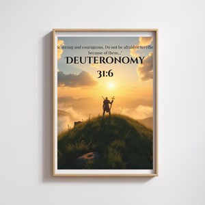 Deuteronomy 31:6 Be Strong and Courageous – Christian Wall Art Printable – Bible Verse Encouragement – PDF & PNG Download