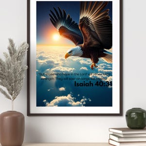 Isaiah 40:31 Bible Verse Wall Art – Soar on Wings Like Eagles – Christian Motivational Printable – Scripture Decor – Faith Quote Download
