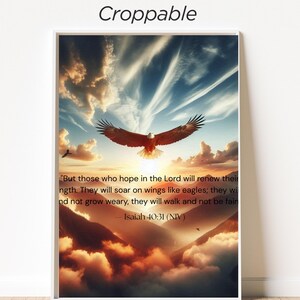 Isaiah 40:31 Christian Wall Art – Soar on Wings Like Eagles Bible Verse – Motivational Scripture Print, Faith Quote Digital Download&quot;