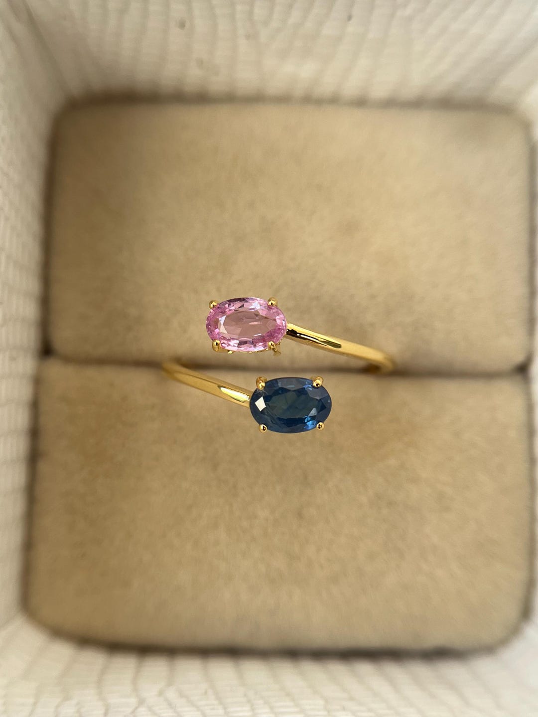 Sophisticated Blue and Pink Sapphire Ring, Natural Sapphire Duo Ring in ...