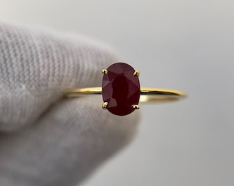Exquisiter Rubinring, sehr feiner natürlicher Rubinring, Rubin im Ovalschliff Verlobungsring, 14k Gelbgold Rubin Ring, Rubin Vorschlag Ring Geschenk ForWomen