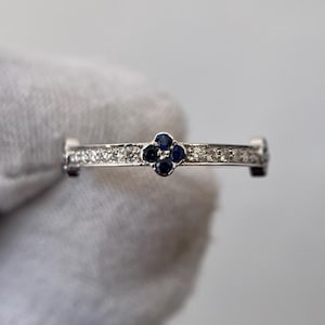 Minimalist Royal Blue Sapphire Ring, 14k Gold Natural Sapphire Proposal Ring, Blue Sapphire Ring with Diamonds, Blue Sapphire Ring for Her