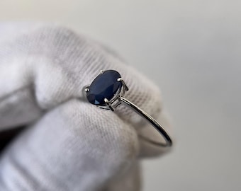 Natural Sapphire Ring, Antique Sapphire Engagement Ring,Royal Blue Sapphire, Oval Cut Sapphire, Vintage 14k Gold Sapphire Ring For proposal