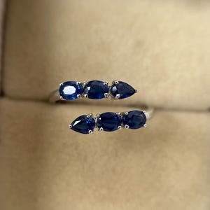 Graceful Sapphire Ring, Natural Sapphire Engagement Ring, 14k Gold Wedding Ring, Art Deco Ring, Classic Natural Blue Sapphire Ring For Women