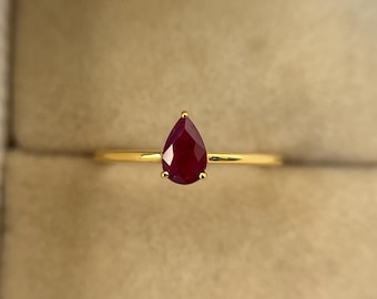 Außergewöhnlicher roter Rubinring, natürlicher Rubin Verlobungsring, 14k Gold Mosambik Rubinring, Rubin Ehering Geschenk für sie, Vorschlag Ring