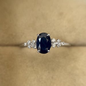 Royal Blue Sapphire Ring, 14k Gold Natural Sapphire Engagement Ring, Blue Sapphire Ring with Diamonds, Blue Sapphire Ring for Loved One