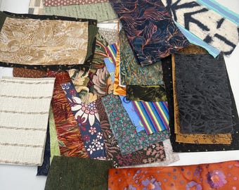 Fabric Scrap BaG - junk journaling, slow stich, mixed fabric lot +